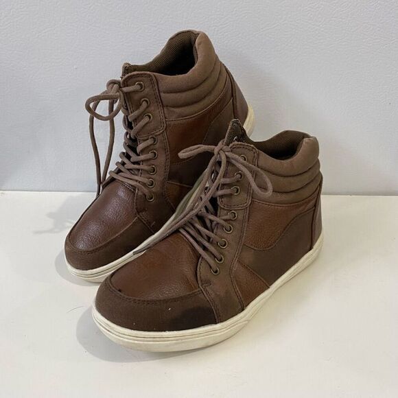 Kenneth Cole Reaction Cross Out Lace Up Shoes Ankle Boots Boys Size 5 - Picture 2 of 15